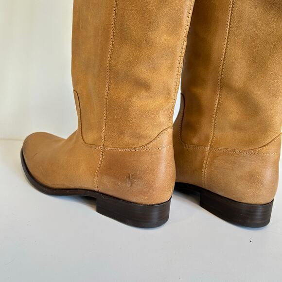 NEW Frye Melissa Button Leather Tall Boots Tan Size 10 - Picture 7 of 7